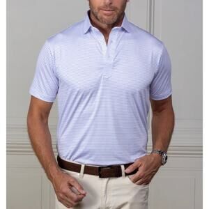 Collars & Co Featherweight Dress Collar Polo Blue Stripe Shirt Men’s Medium